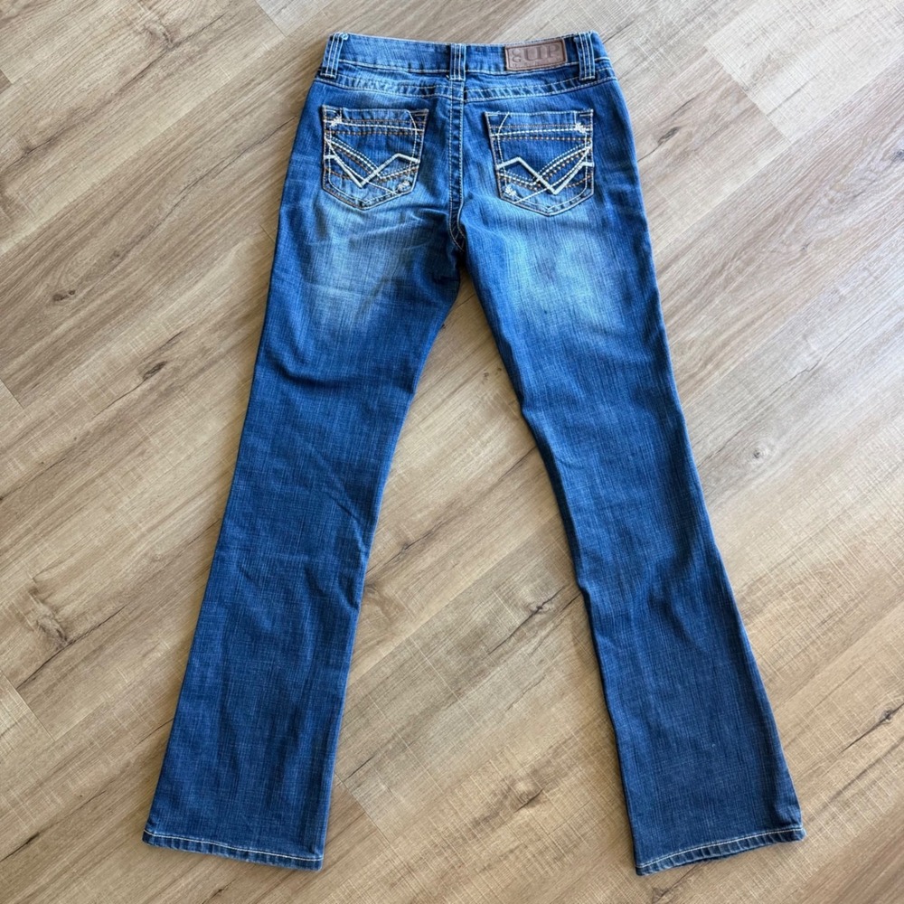 Cowgirl Up Womens Bootcut Jeans Medium Wash Embroidered Pockets 27/34 CGJ40301